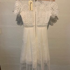 White midi lace dress